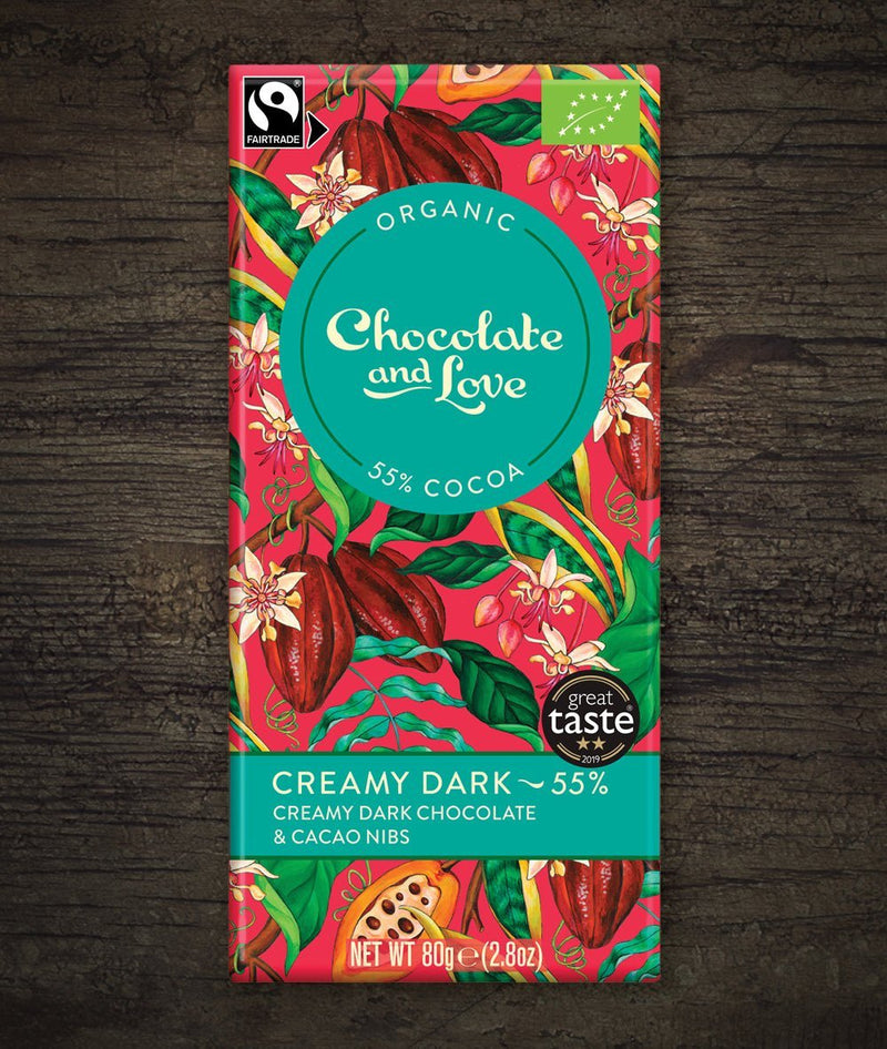 SUPER SALE - CREAMY DARK  55% - CREAMY DARK CHOCOLATE WITH CACAO NIBS -  BEST BEFORE DATE 15.07.24