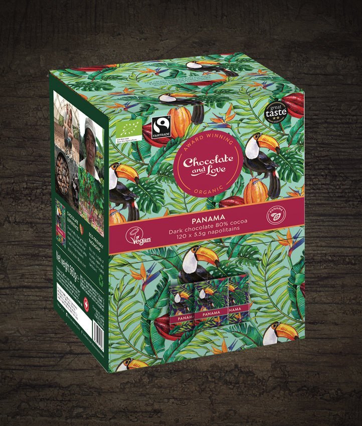 SHORT LIFE SALE - PANAMA DISPENSER BOX - VEGAN PURE DARK CHOCOLATE - 120 x 5.5g NAPOLITAINS - BEST BEFORE DATE 10.06.24