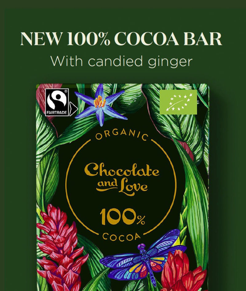 Ingwer 100% Kakao - sehr dunkle Schokolade mit kandierter Ingwer
